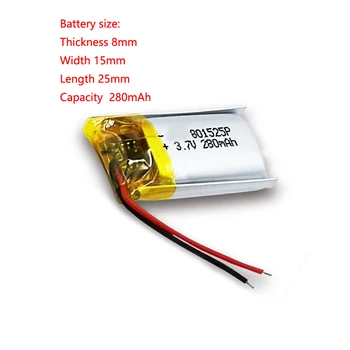 3,7 v 280mah 801525 Polimer Litij-Ionska baterija Li-Ion Baterija Za Igrače,Moč Banke,Gps,Mp3,Mp4 Gaming Miška GPS Slušalke Smart Watch