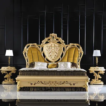Evropski masivnega lesa zakonsko posteljo tkanine kralj posteljo francoski palace luksuzno princesa poročno posteljo postelja villa spalnica pohištvo customizati