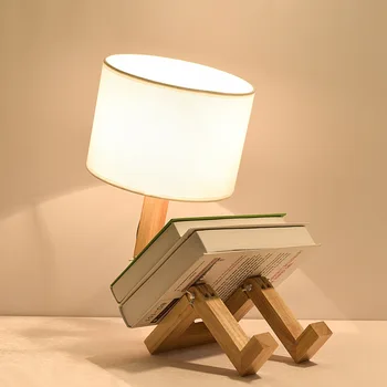 Nordijska umetnosti ins Lesene Robot Oblikovan LED namizne Svetilke Moderna Dnevna Soba, Spalnica postelji svetilko preprosto Študija Dekor Desk Žarnice E27